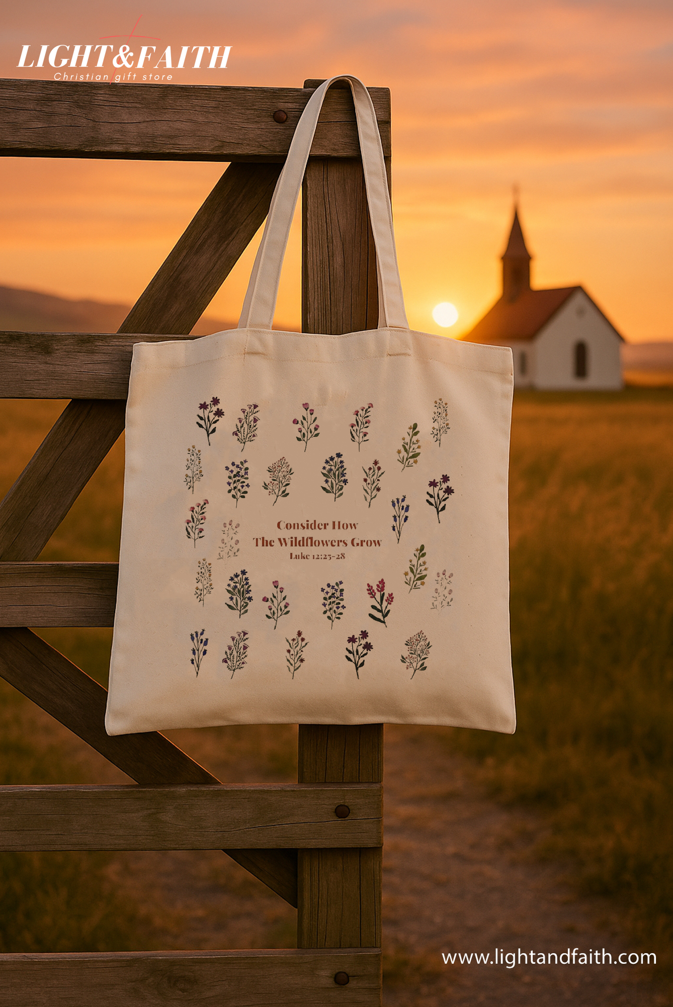 Luke 12:25-28 Bible Verse Tote Bag – Christian Canvas Tote – Aesthetic Faith-Based Bag – Cute Religious Gift – Basic Shopping Bag – Inspirational Christian Accessory TBLAF11